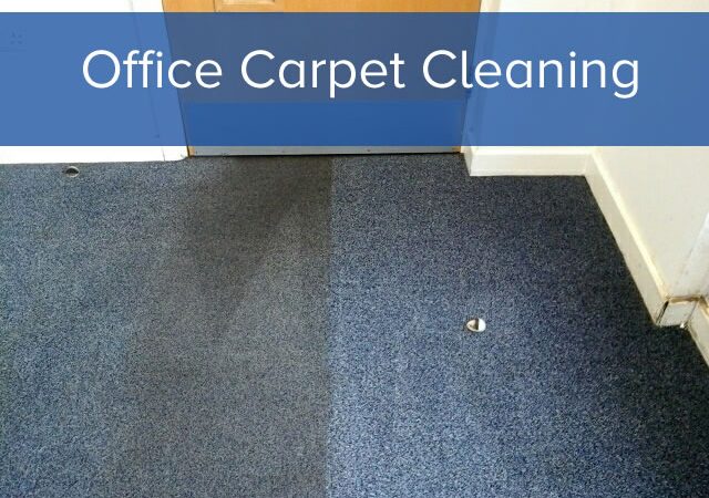 A half and half office carpet cleaning job in progress